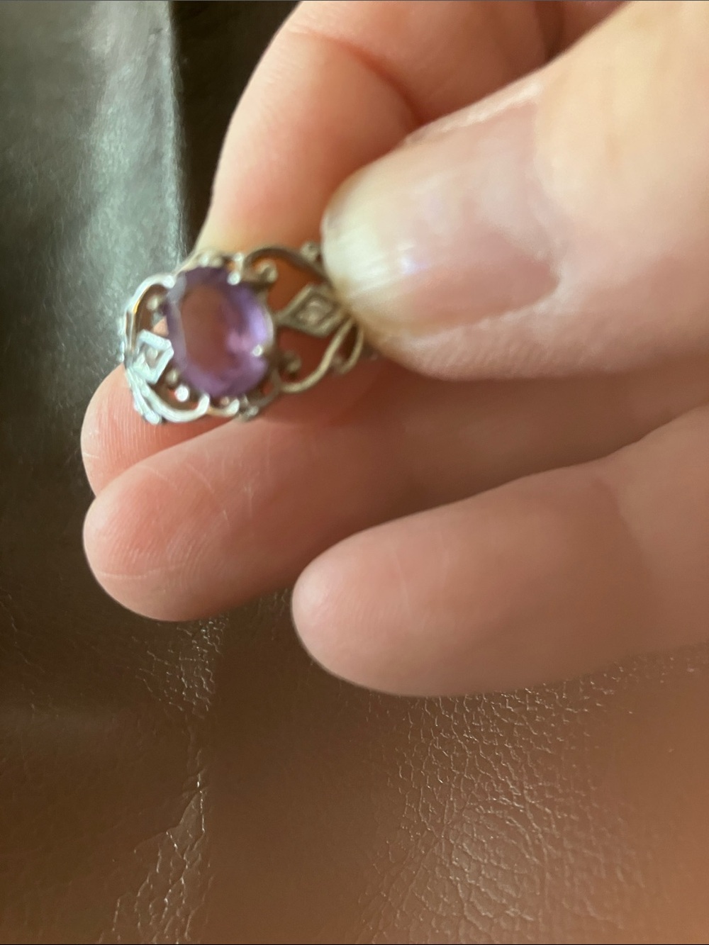 Sterling Silver Purple Gemstone Filigree Ring - Women's Jewelry